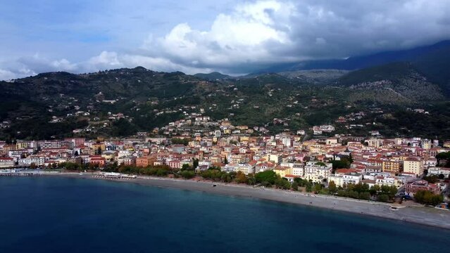 The beach of Sapri at the Italian west coast - aerial