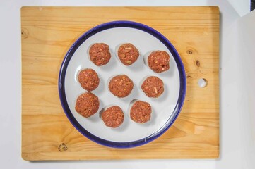 Meatballs in cast iron pan, close up