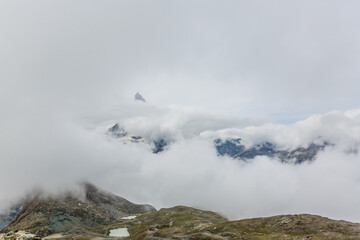 Aerial view of the Alps mountains in Switzerland. Glacier
