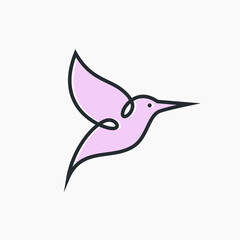 Hummingbird Line Logo Icon Designs , Line Art Style