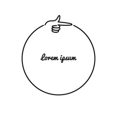 Obraz premium Round sticker, sign, finger shows in a circle, vector illustration, line 