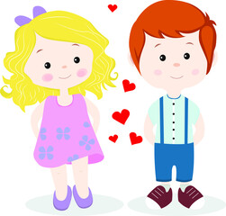 Children with heart.Illustration for the holiday Valentine's Day