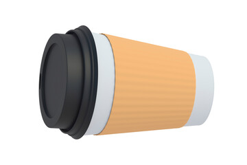 Disposable paper coffee cup isolated on white background. 3d render