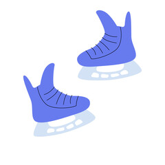 Isolated illustration of women's pink figure skating skates. A simple minimalistic illustration in a flat style.
