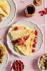 crepes with berries honey and nutella