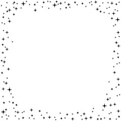 Small stars are arranged in a frame. Can be used to decorate postcards or other designs. - 486685329