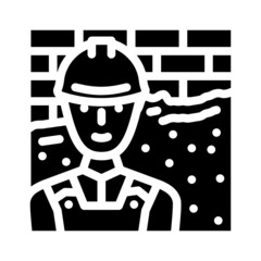 plasterer worker glyph icon vector. plasterer worker sign. isolated contour symbol black illustration