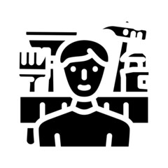 handymen repair service worker glyph icon vector. handymen repair service worker sign. isolated contour symbol black illustration