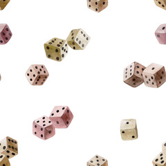 Gaming dice pattern on white background . Concept for games, game board, presentation, banners or web.