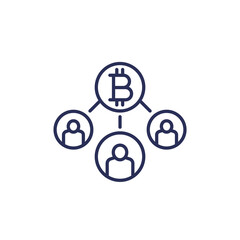 bitcoin users line icon on white
