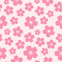Fototapeta na wymiar Vector seamless pattern with pink sakura flowers. Cherry blossoms decorative seamless pattern.