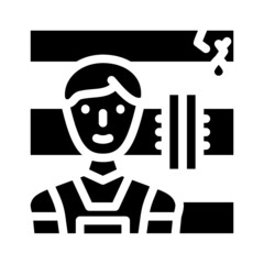 plumber repairman glyph icon vector. plumber repairman sign. isolated contour symbol black illustration