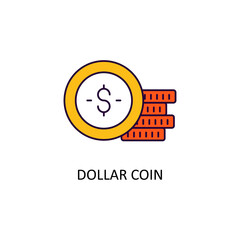 Dollar Coin Vector Outline Icon Design illustration. Banking and Payment Symbol on White background EPS 10 File