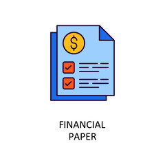 Financial Paper Vector Filled Outline Icon Design illustration. Banking and Payment Symbol on White background EPS 10 File