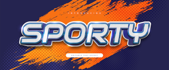 Bold White and Blue Sporty Text Style with 3D Effect. Editable 3D Text Effect © WzKz