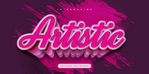 Pink Pop Art Text Style Effect. Editable Retro Artistic Text Effect