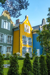 Colored facades of residential buildings