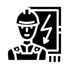 electrician repairman glyph icon vector. electrician repairman sign. isolated contour symbol black illustration