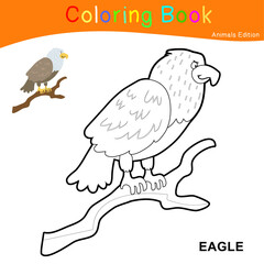 Coloring animal worksheet page. Educational printable coloring worksheet. Coloring game for preschool children. Black and white vector illustration. Motor skills education