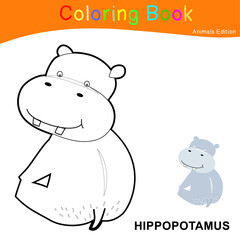 Coloring animal worksheet page. Educational printable coloring worksheet. Coloring game for preschool children. Black and white vector illustration. Motor skills education