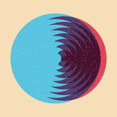 Geometric object  with riso print effect. Vector. Graphic element  for fabric, textile, clothing, wrapping paper, wallpaper, poster. Graphic element.  Perfect For your own decoration or design