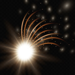 Shiny star dust, circle of lights, stars on transparent background, graphic concept for your design, golden light