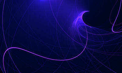 Dynamic motion of violet purple curves and laser beams in various planes of digital 3d artwork. Galaxy flow. Great as wrapping, electronics cover print, wall art, music rhythm sound decoration.
