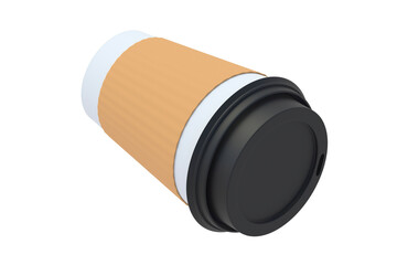 Disposable paper coffee cup isolated on white background. 3d render