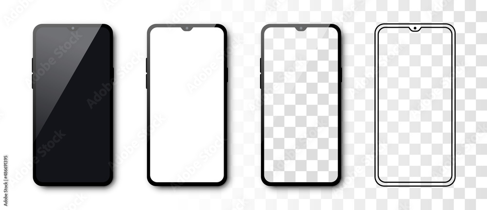 Canvas Prints smartphone mockup set. realistic and flat style. cellphone frame. vector illustration.