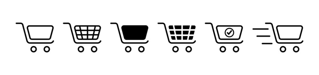 Shopping cart icon set. Shop basket symbol. Vector illustration © Tymofii