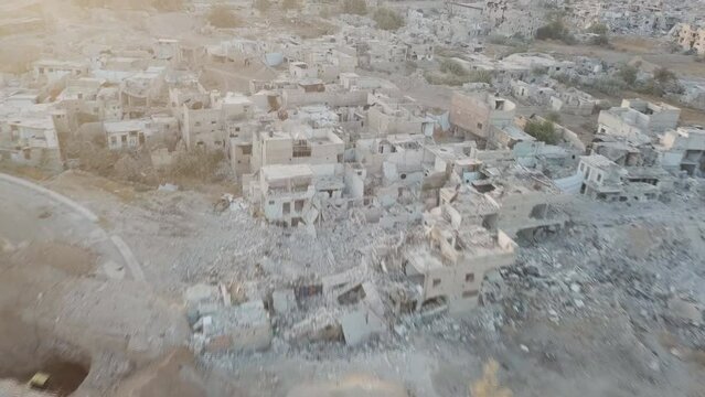 An aerial view of the war-torn Jobar area. Jobar is a municipality