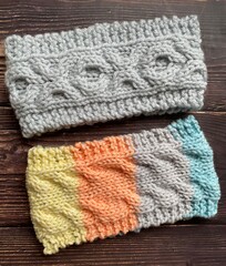 knitted headbands using hand knit cable stitch pattern