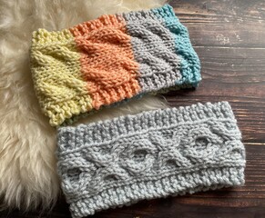 knitted headbands using hand knit cable stitch pattern