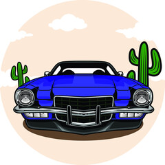 Vintage car design concept in cartoon illustration design 2
