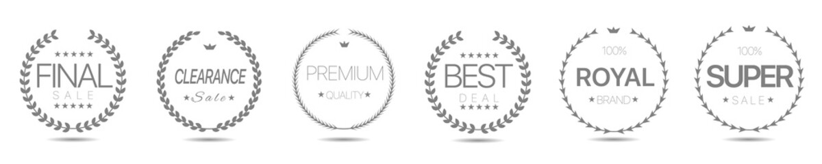 Sale clearance vector laurel wreath label set