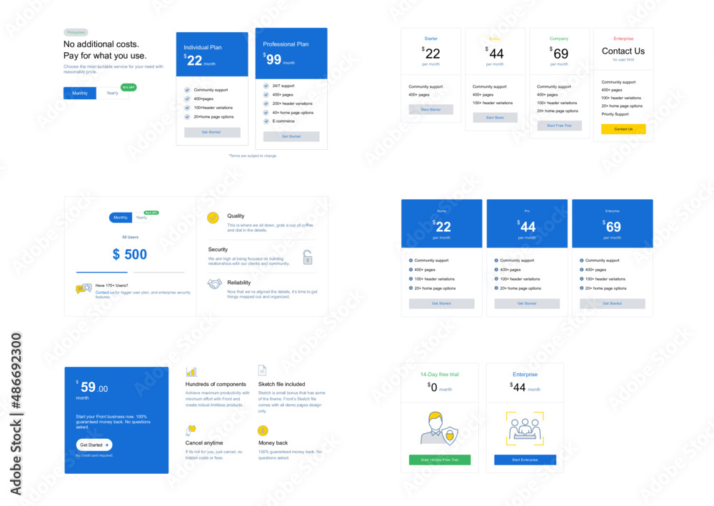Wall mural pricing table web ui editable blocks layout