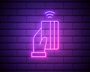 Contactless wireless pay sign logo. NFC technology. Near field communication. Nfc neon sign. Vector stock illustration