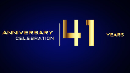 41 year gold anniversary celebration logo, isolated on blue background