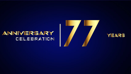 77 year gold anniversary celebration logo, isolated on blue background