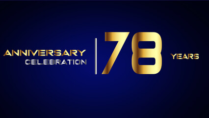 78 year gold anniversary celebration logo, isolated on blue background