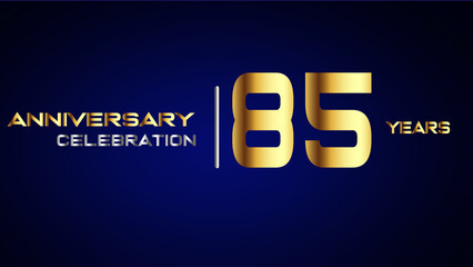 85 year gold anniversary celebration logo, isolated on blue background