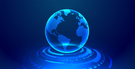 world earh on circuit lines technology background