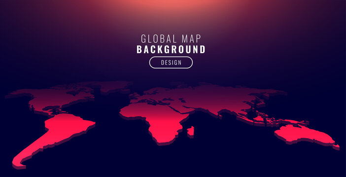 world map in perspective red background