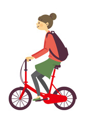 自転車に乗る若い女性