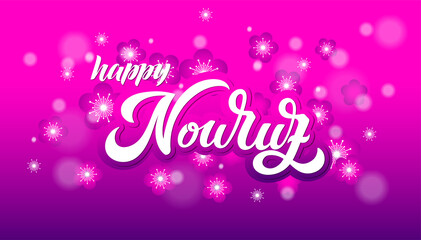 Nowruz holiday vector design elements. Novruz Persian New Year composition. Handwritten lettering. Vector illustration.