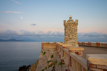 Colorful sea sunrise in calm summer day, Piombino, Tuscany