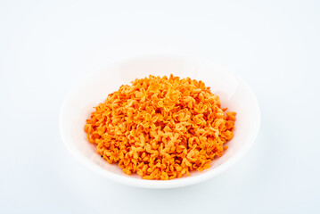 Fresh osmanthus flowers collected on white background