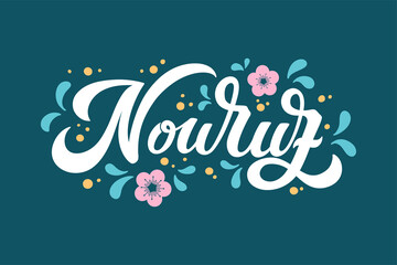 Nowruz holiday vector design elements. Novruz Persian New Year composition. Handwritten lettering. Vector illustration.