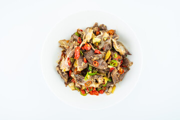 A plate of spicy pork brain