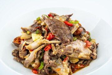 A plate of spicy pork brain